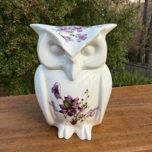 Victorian Violets Owl Trinket Box